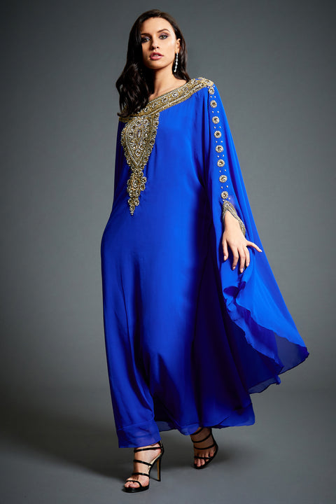 Jywal | Blue ☀ Gold Kaftan Maxi Dress ...